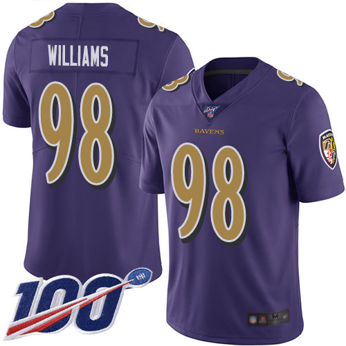 Baltimore Ravens Limited Purple Men Brandon Williams Jersey NFL Football 98 100th Season Rush Vapor Untouchable